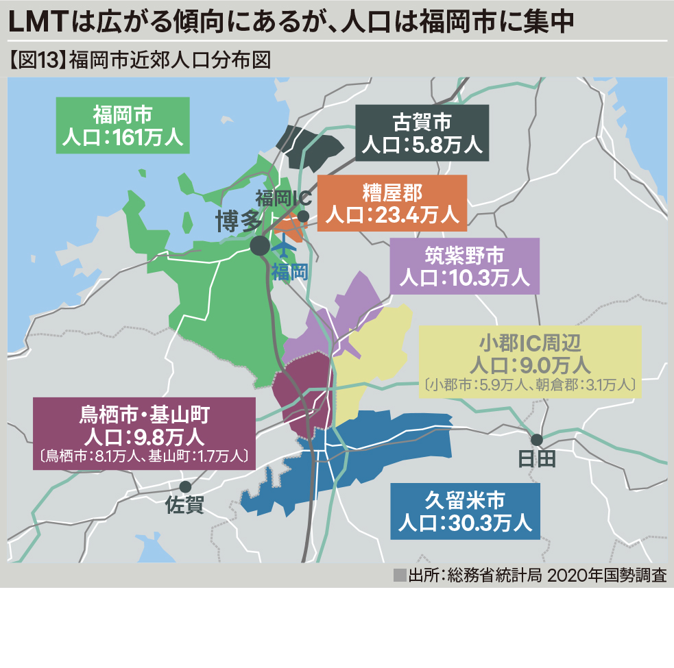 【図13】福岡市近郊人口分布図