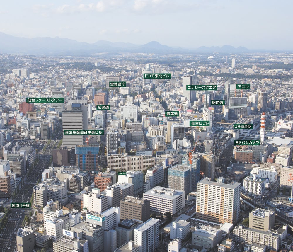 全国主要都市ビジネスゾーンガイド 仙台 航空写真