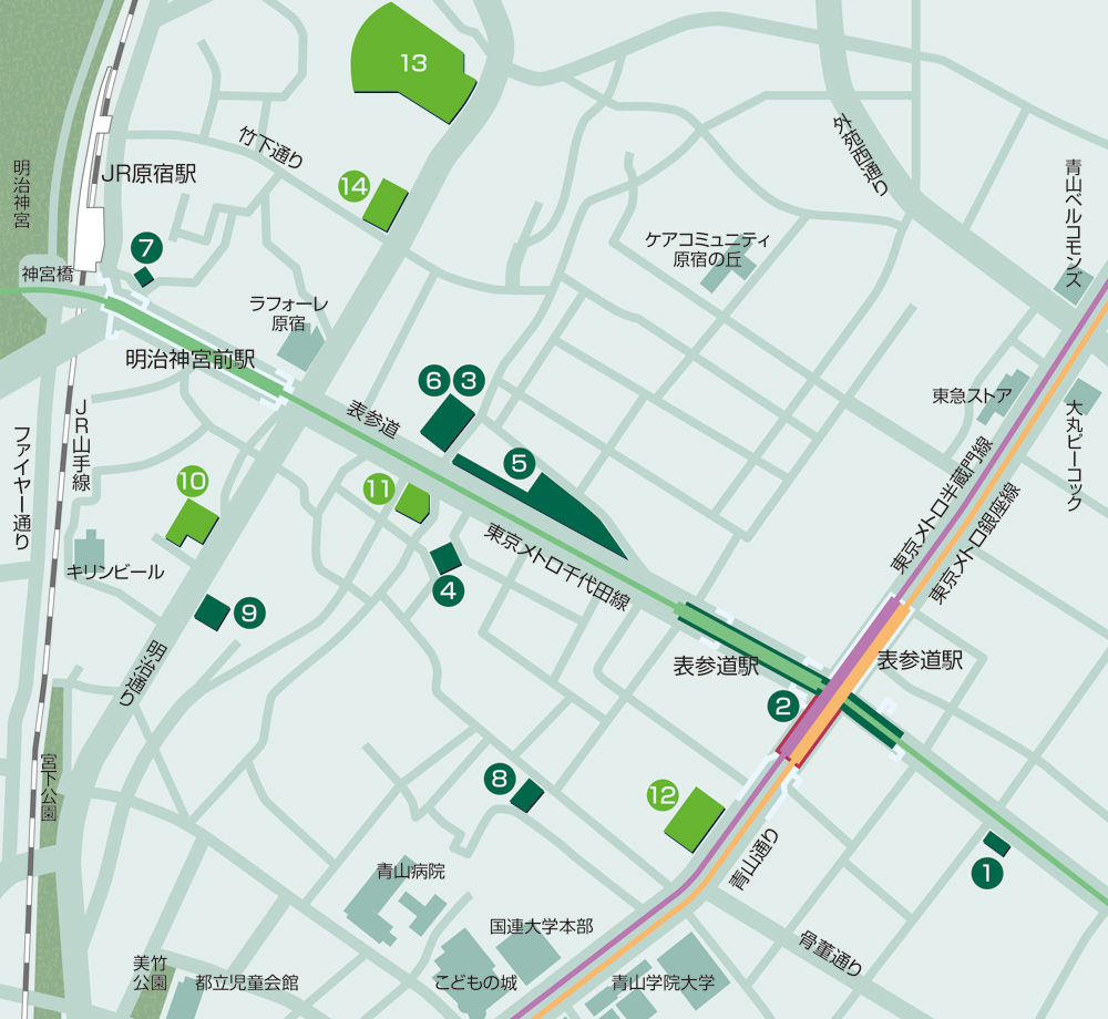 表参道駅周辺マップ