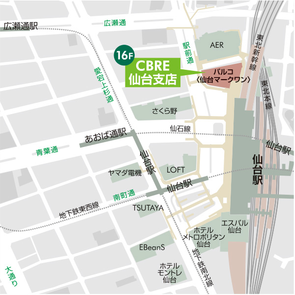 CBRE 仙台支店 アクセスマップ