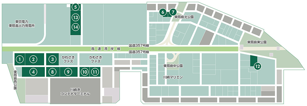 東扇島物流施設マップ