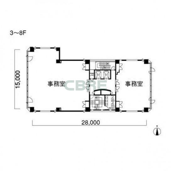 3-8階 平面図