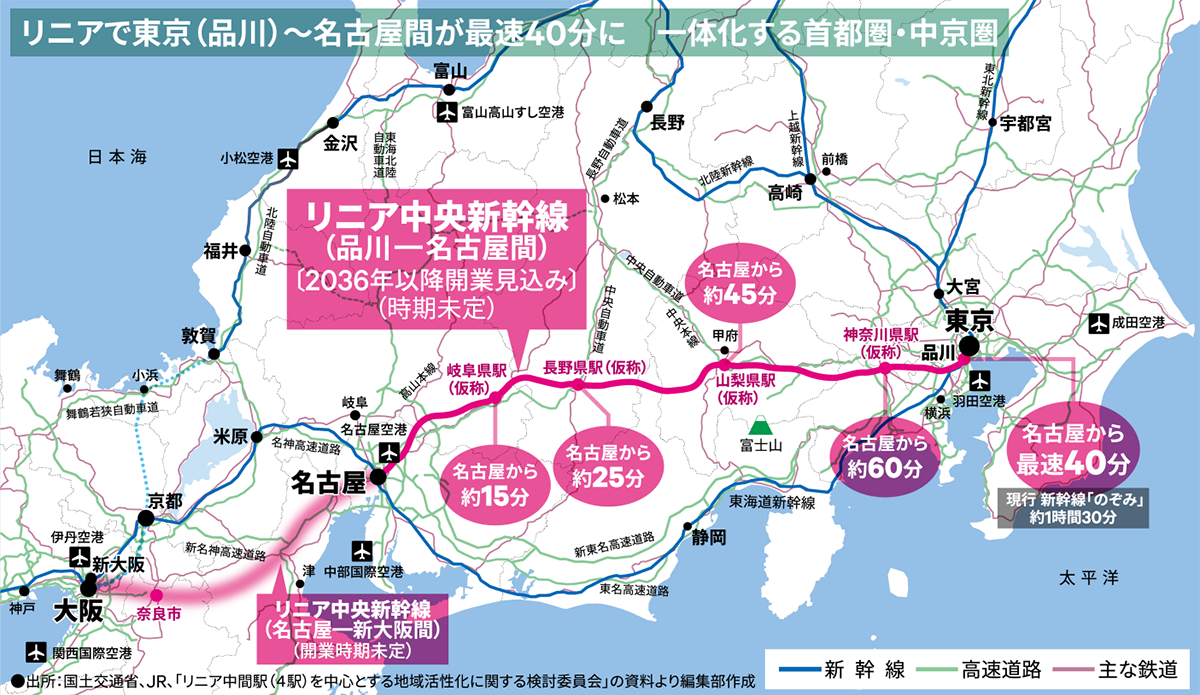 リニアで東京(品川)~名古屋間が最速40分に 一体化する首都圏・中京圏